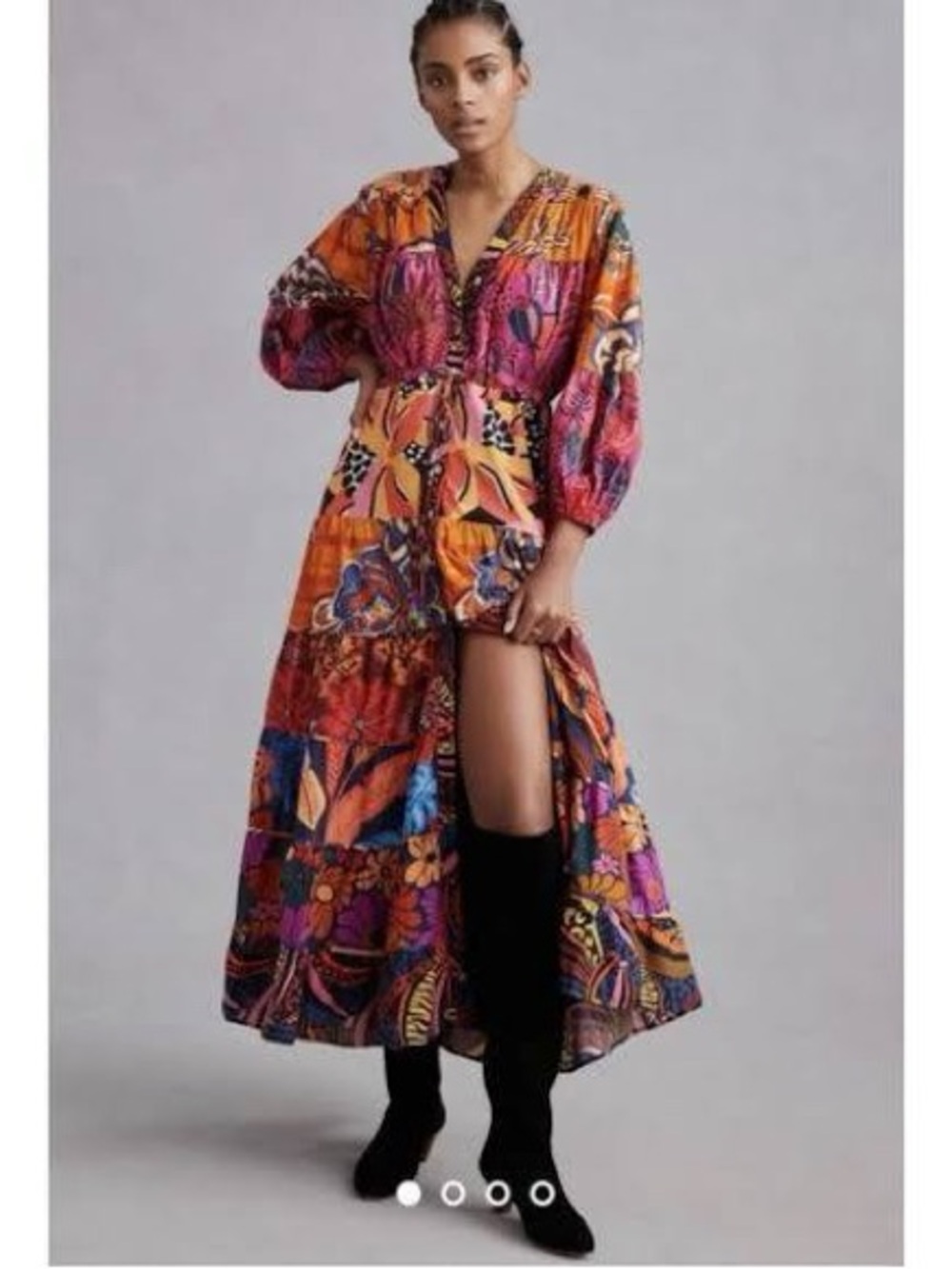 Farm Rio Anthropologie Multicolor Button Front Maxi Dress Size 1X